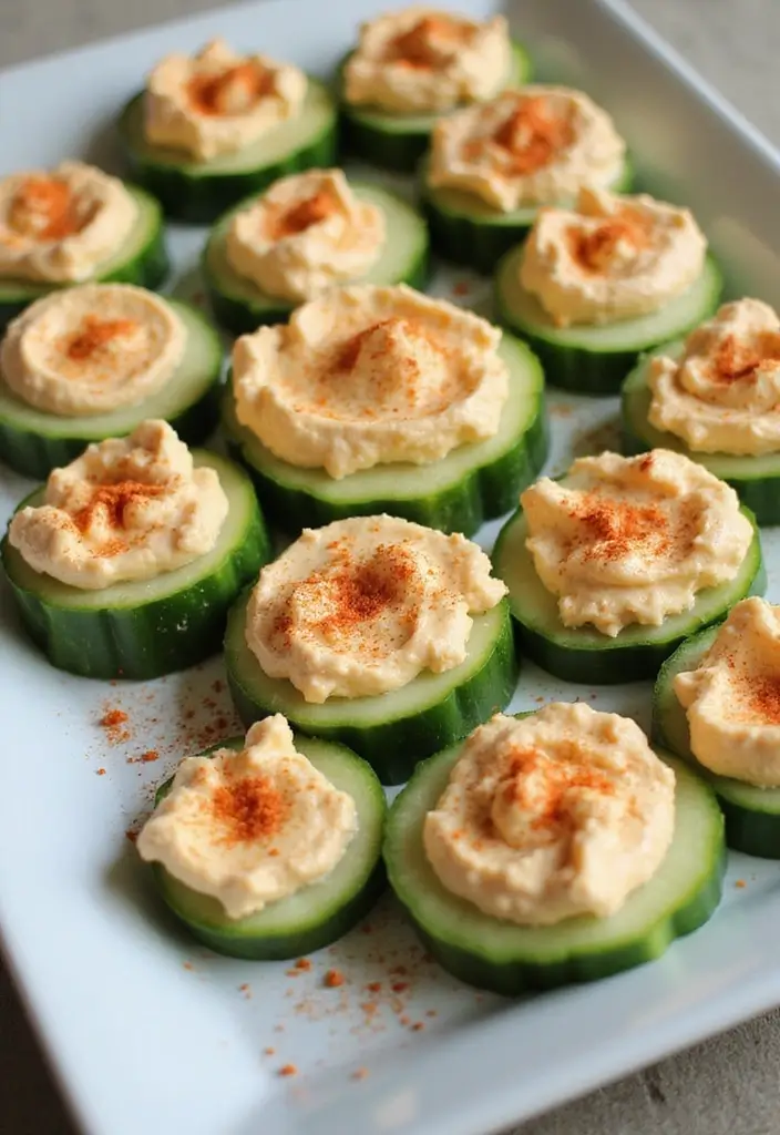 25 High Protein Raw Vegan Recipes Full of Energy 69 25 High Protein Raw Vegan Recipes Full of Energy - 11. Cucumber Hummus Bites