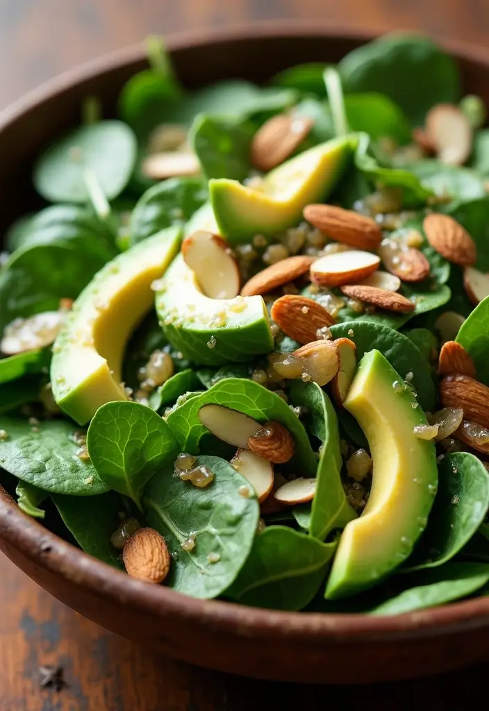 25 High Protein Vegan Salad Recipes for Clean Eating 60 25 High Protein Vegan Salad Recipes for Clean Eating - 10. Spinach & Avocado Salad with Almonds