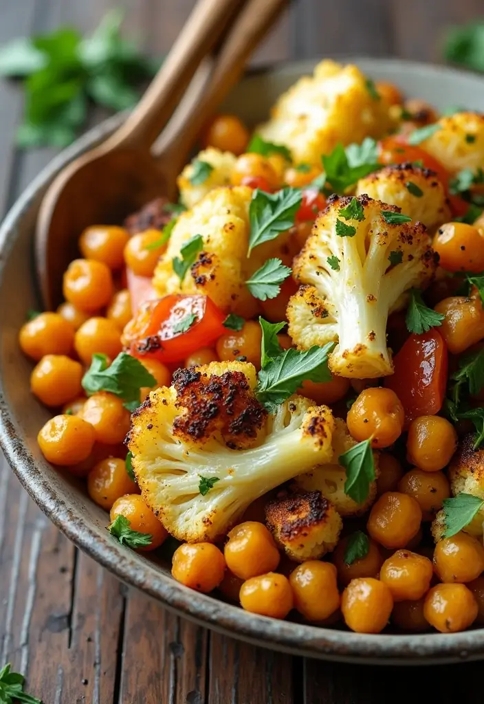 25 High Protein Vegan Salad Recipes for Clean Eating 86 25 High Protein Vegan Salad Recipes for Clean Eating - 14. Roasted Cauliflower & Chickpea Salad