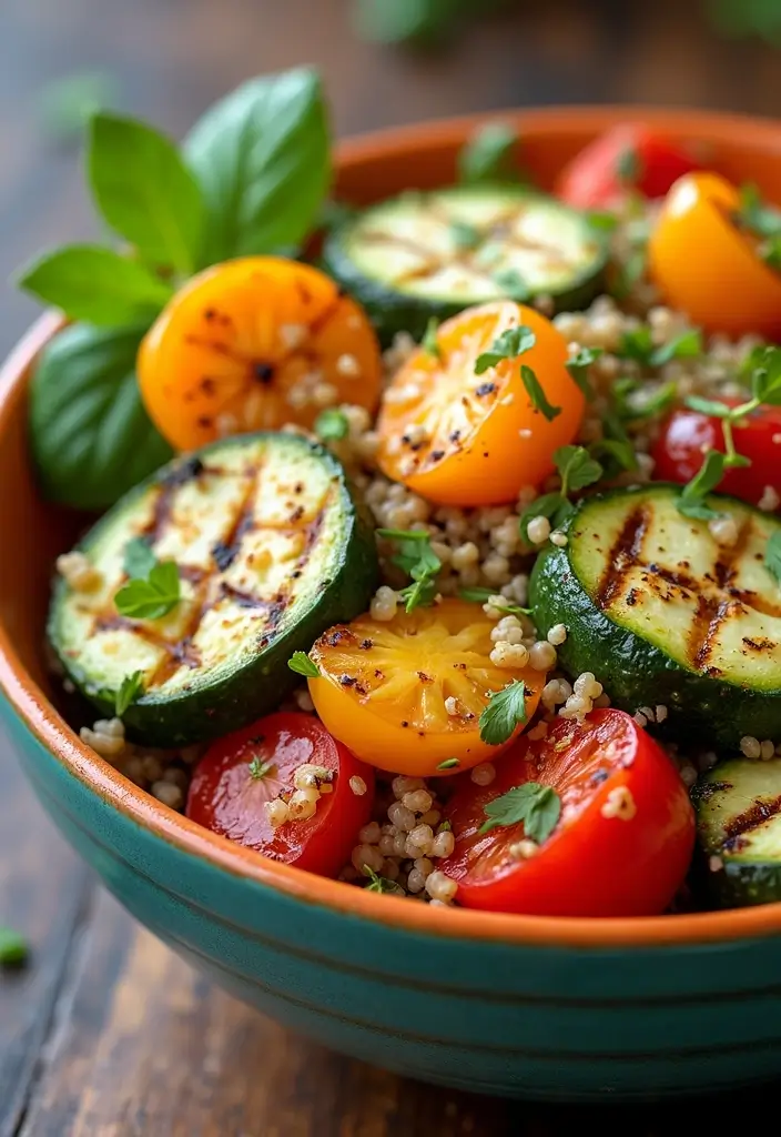 25 High Protein Vegan Salad Recipes for Clean Eating 93 25 High Protein Vegan Salad Recipes for Clean Eating - 15. Grilled Vegetable & Quinoa Salad