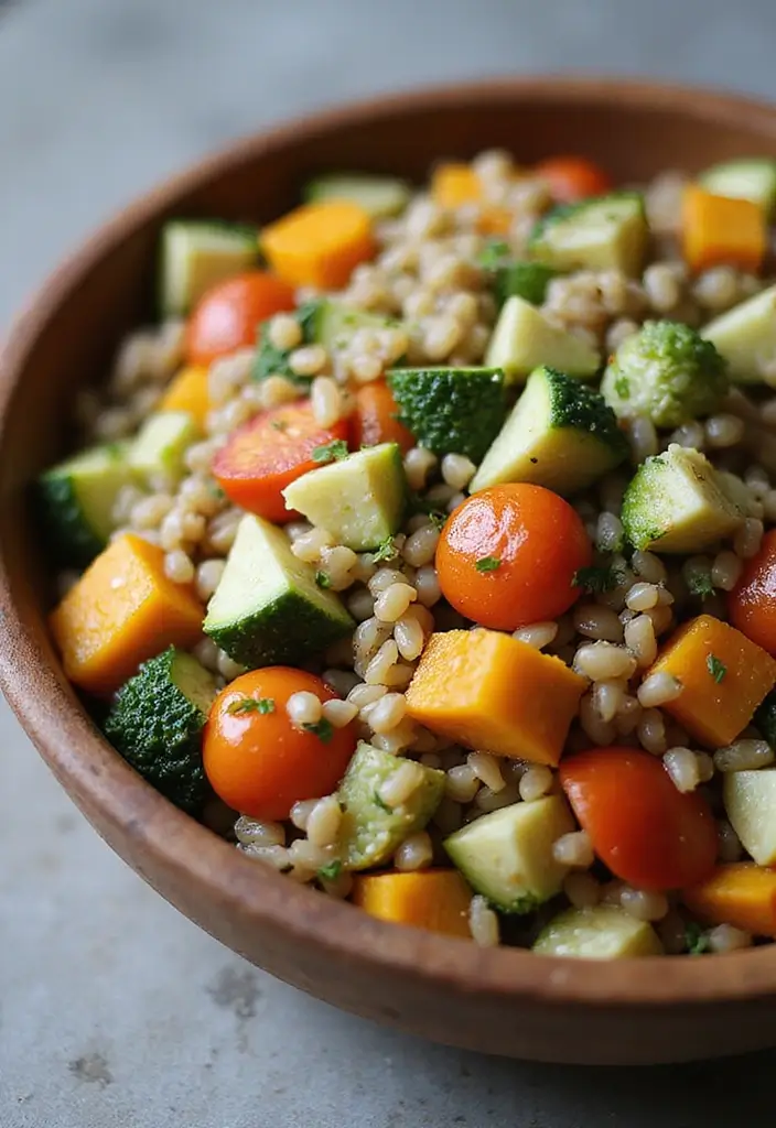 25 High Protein Vegan Salad Recipes for Clean Eating 107 25 High Protein Vegan Salad Recipes for Clean Eating - 17. Barley & Vegetable Salad