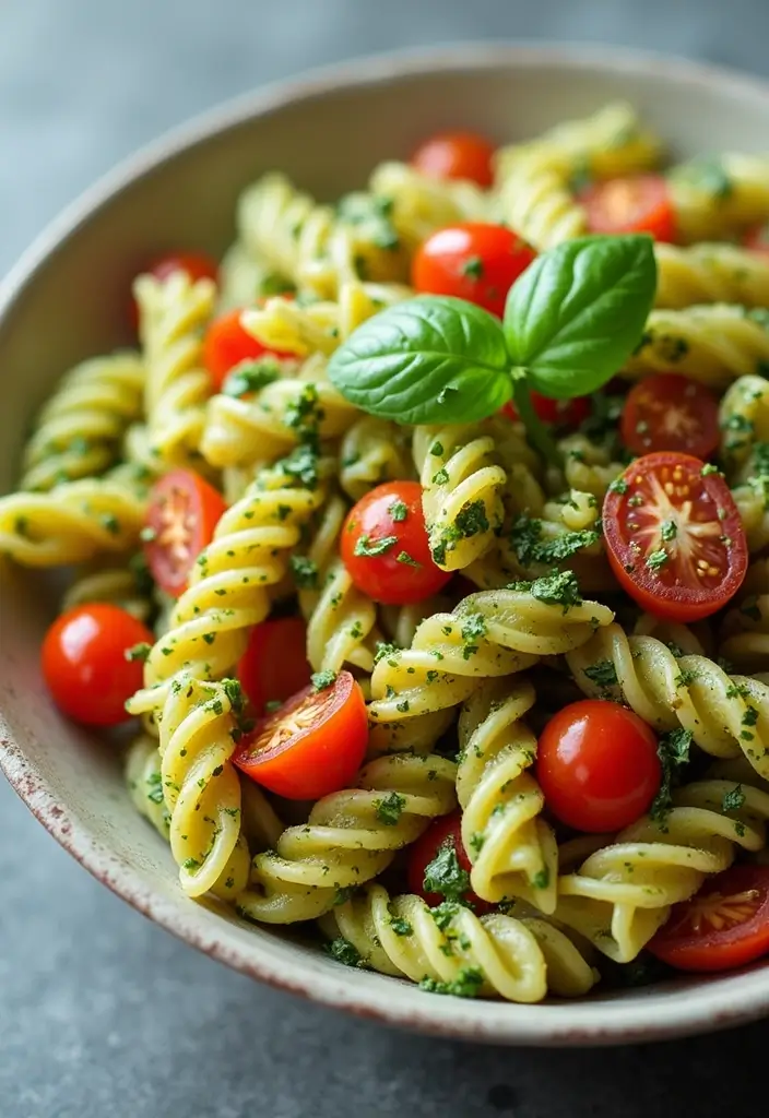 25 High Protein Vegan Salad Recipes for Clean Eating 114 25 High Protein Vegan Salad Recipes for Clean Eating - 18. Pesto Pasta Salad