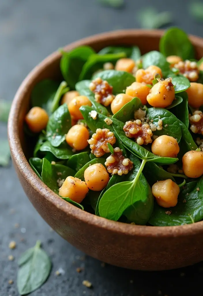 25 High Protein Vegan Salad Recipes for Clean Eating 8 25 High Protein Vegan Salad Recipes for Clean Eating - 2. Chickpea & Spinach Salad