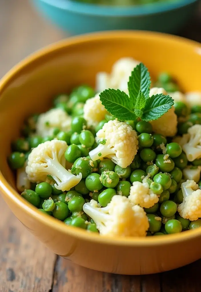 25 High Protein Vegan Salad Recipes for Clean Eating 128 25 High Protein Vegan Salad Recipes for Clean Eating - 20. Cauliflower & Green Pea Salad