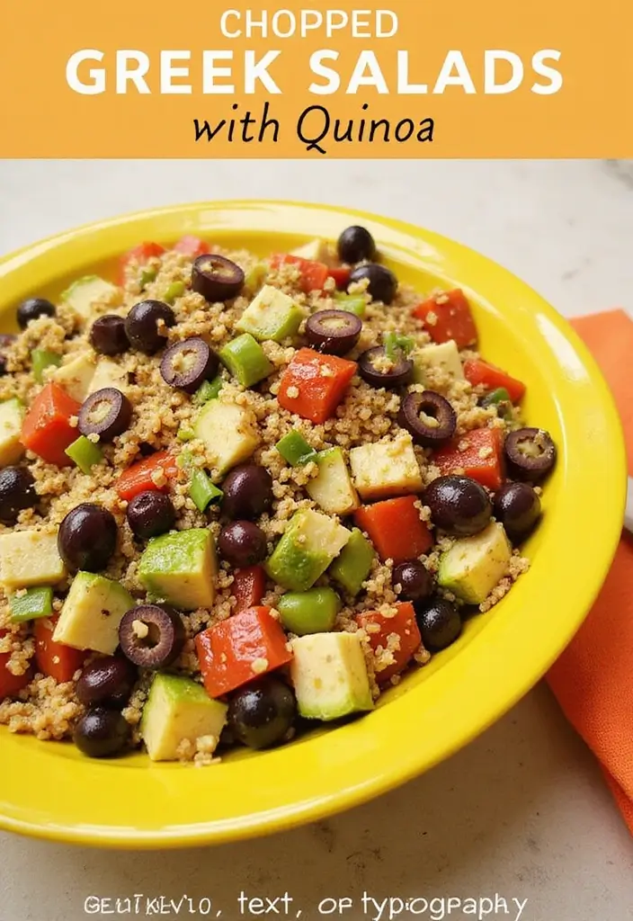 25 High Protein Vegan Salad Recipes for Clean Eating 135 25 High Protein Vegan Salad Recipes for Clean Eating - 21. Chopped Greek Salad with Quinoa