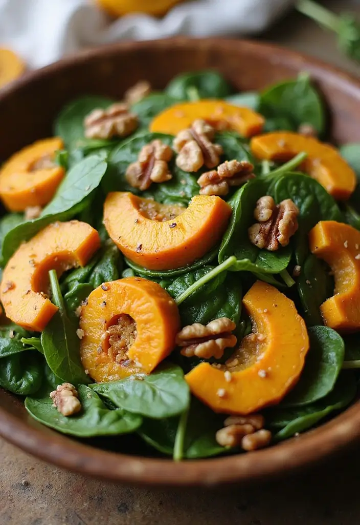 25 High Protein Vegan Salad Recipes for Clean Eating 142 25 High Protein Vegan Salad Recipes for Clean Eating - 22. Savory Pumpkin & Spinach Salad