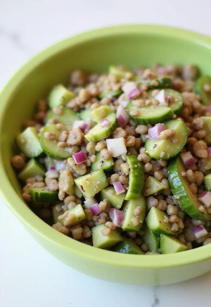 25 High Protein Vegan Salad Recipes for Clean Eating 147 25 High Protein Vegan Salad Recipes for Clean Eating - 23. Cucumber & Lentil Salad