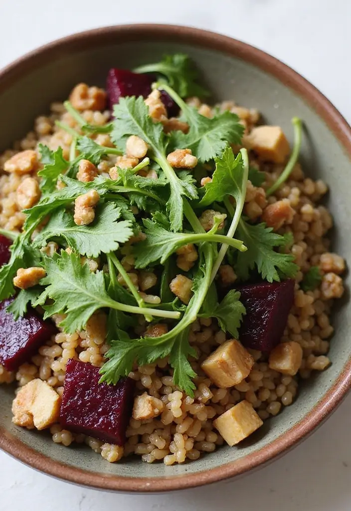 25 High Protein Vegan Salad Recipes for Clean Eating 41 25 High Protein Vegan Salad Recipes for Clean Eating - 7. Farro & Roasted Beet Salad