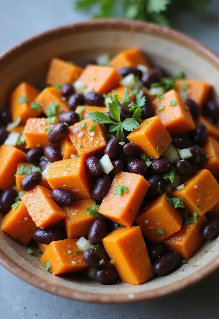 25 High Protein Vegan Salad Recipes for Clean Eating 48 25 High Protein Vegan Salad Recipes for Clean Eating - 8. Sweet Potato & Black Bean Salad