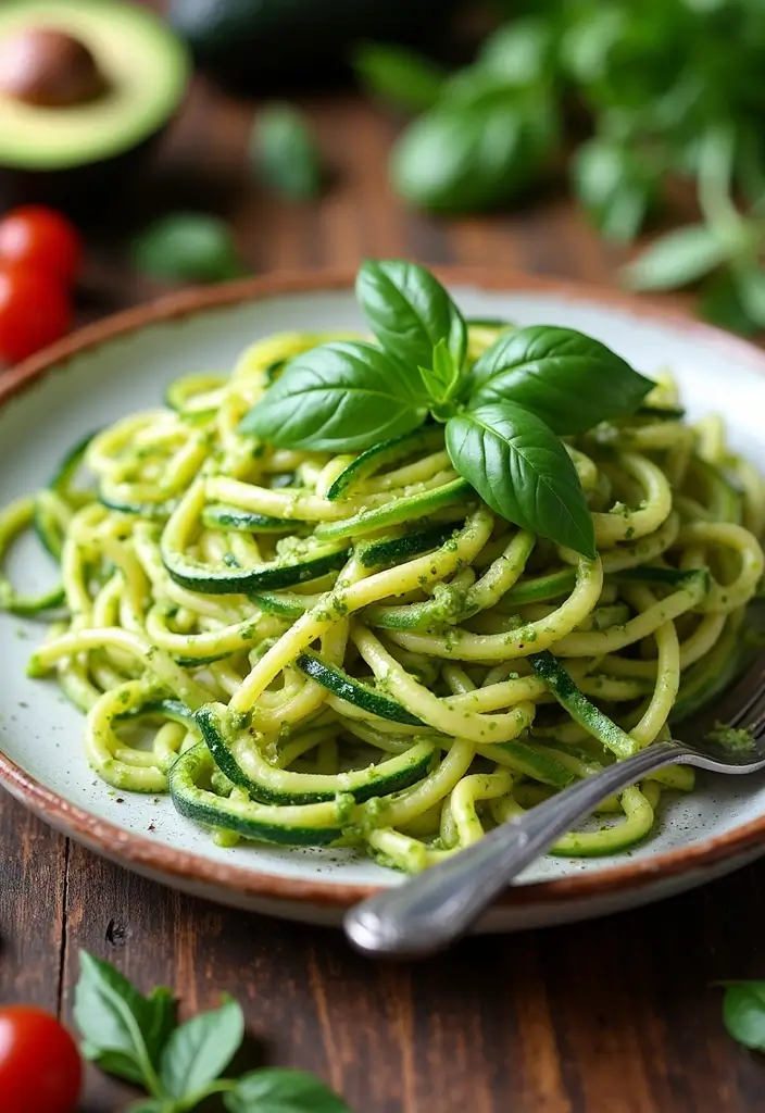 25 Low Carb Vegan Recipes for Every Day 1 25 Low Carb Vegan Recipes for Every Day - 1. Zucchini Noodles with Avocado Pesto