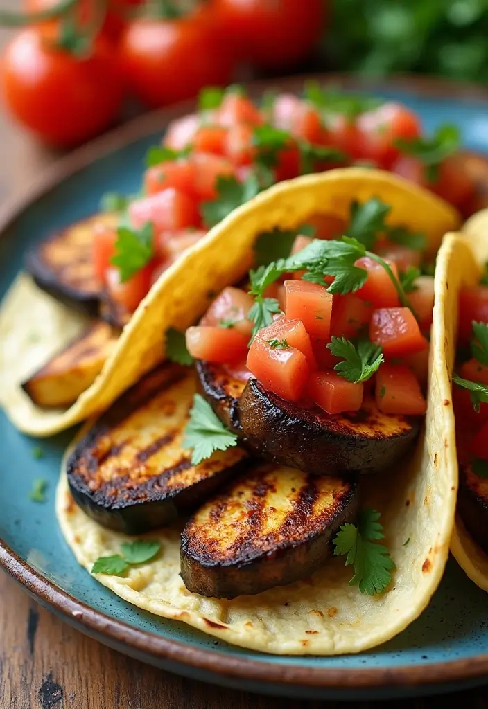 25 Low Carb Vegan Recipes for Every Day 121 25 Low Carb Vegan Recipes for Every Day - 19. Grilled Eggplant Tacos