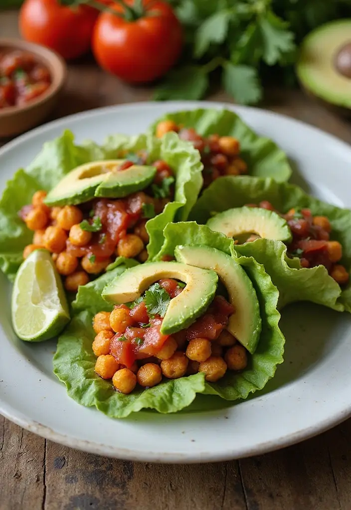 25 Low Carb Vegan Recipes for Every Day 20 25 Low Carb Vegan Recipes for Every Day - 4. Spicy Chickpea Lettuce Wraps