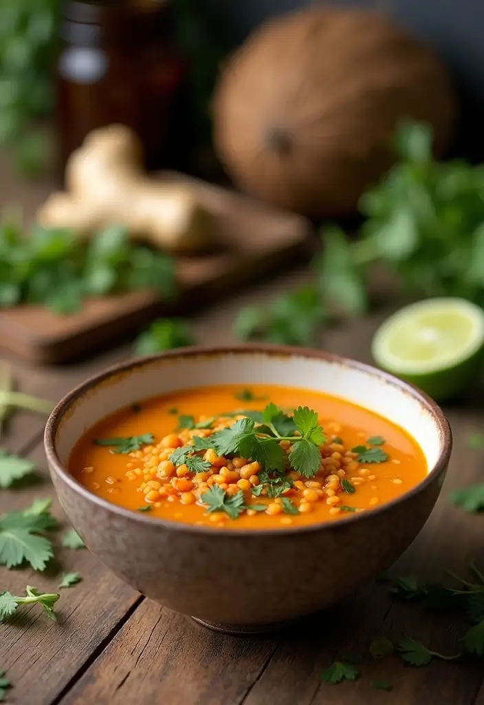 25 Vegan Gluten Free Crockpot Recipes for Busy Days 51 25 Vegan Gluten Free Crockpot Recipes for Busy Days - 9. Thai Coconut Lentil Soup