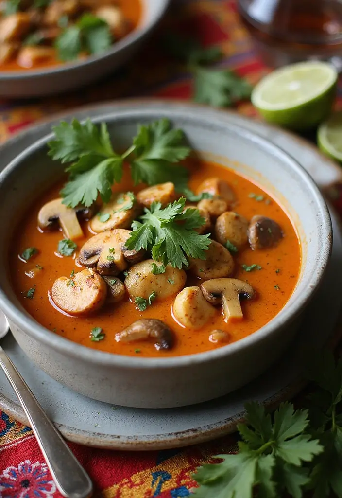 25 Vegan Mushroom Soup Recipes for Cozy Evenings 8 25 Vegan Mushroom Soup Recipes for Cozy Evenings - 2. Spicy Thai Mushroom Soup