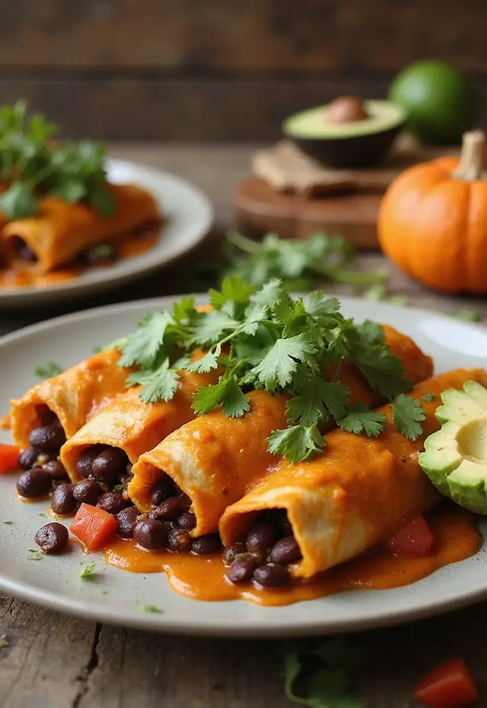 25 Vegan Thanksgiving Main Dish Recipes Everyone Will Love 27 25 Vegan Thanksgiving Main Dish Recipes Everyone Will Love - 5. Sweet Potato and Black Bean Enchiladas