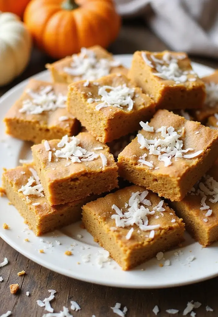 26 Gluten Free Vegan Pumpkin Recipes for Autumn 64 26 Gluten Free Vegan Pumpkin Recipes for Autumn - 10. Pumpkin Coconut Bars