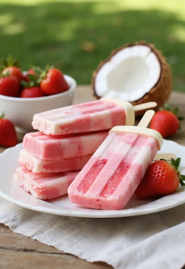 26 Vegan Fourth of July Recipes for a Festive Table 137 26 Vegan Fourth of July Recipes for a Festive Table - 21. Strawberry Coconut Popsicles