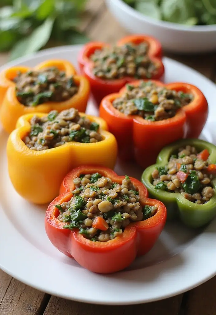 26 Vegan Lentil Recipes Packed with Protein 41 26 Vegan Lentil Recipes Packed with Protein - 7. Lentil and Spinach Stuffed Peppers