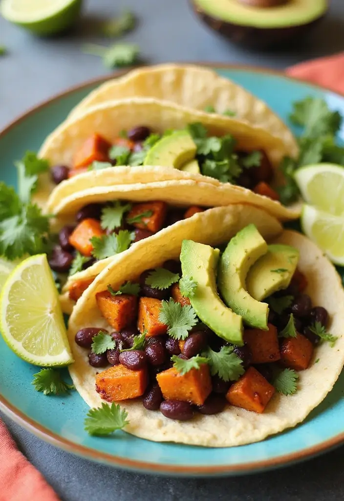 27 Vegan Sweet Potatoes Recipes for Every Occasion 34 27 Vegan Sweet Potatoes Recipes for Every Occasion - 6. Sweet Potato and Black Bean Tacos