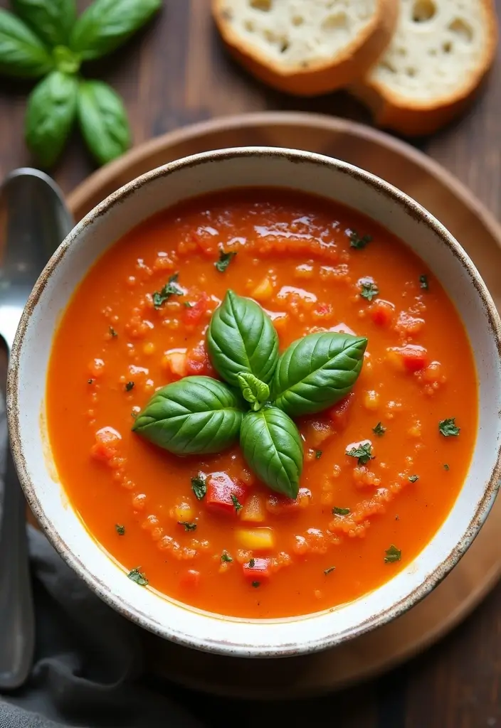 28 Vegan Gluten Free Soup Recipes for Comfort Nights 1 28 Vegan Gluten Free Soup Recipes for Comfort Nights - 1. Creamy Vegan Tomato Basil Soup