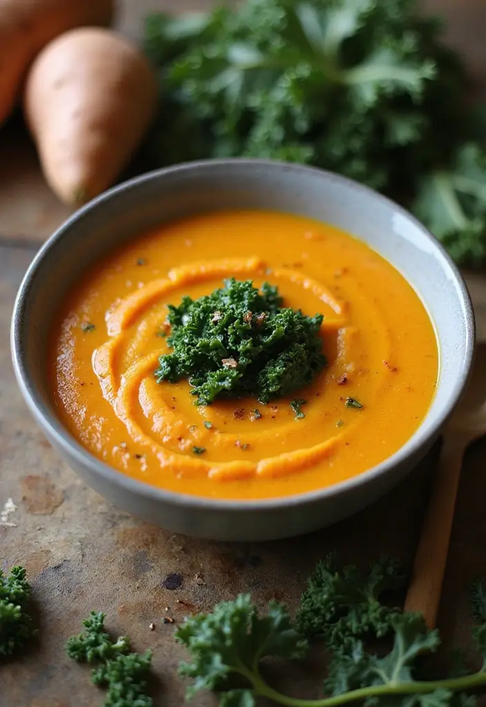 28 Vegan Gluten Free Soup Recipes for Comfort Nights 74 28 Vegan Gluten Free Soup Recipes for Comfort Nights - 12. Sweet Potato and Kale Soup