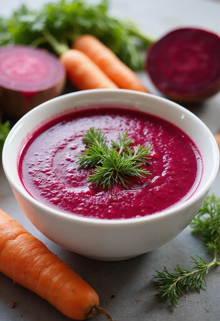 28 Vegan Gluten Free Soup Recipes for Comfort Nights 130 28 Vegan Gluten Free Soup Recipes for Comfort Nights - 20. Beet and Carrot Soup