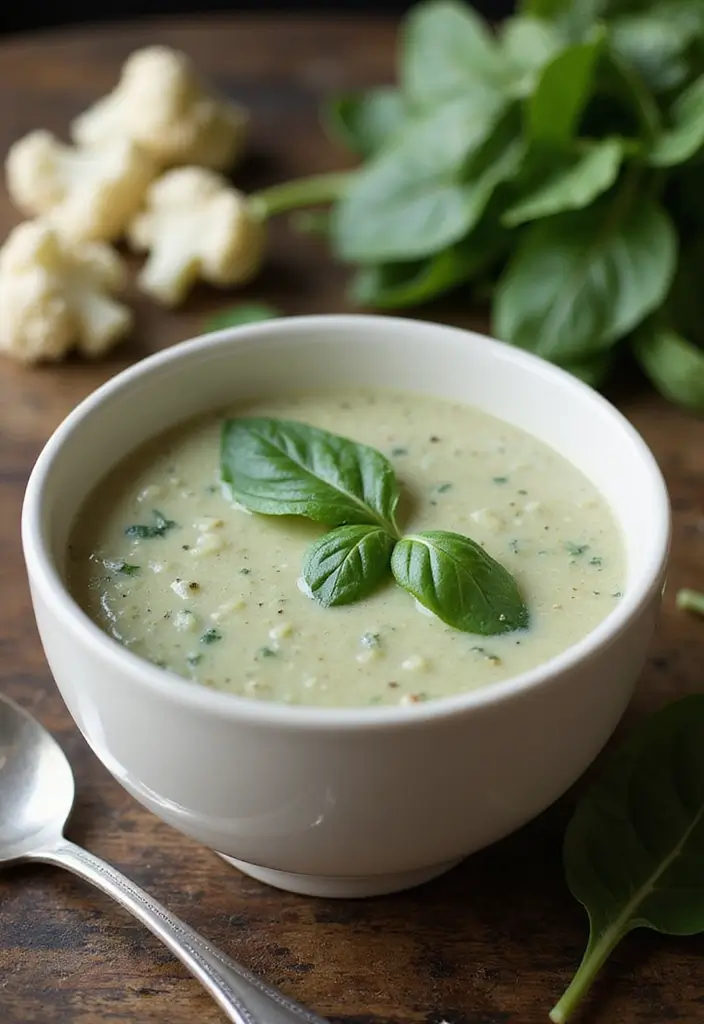 28 Vegan Gluten Free Soup Recipes for Comfort Nights 165 28 Vegan Gluten Free Soup Recipes for Comfort Nights - 25. Creamy Cauliflower and Spinach Soup