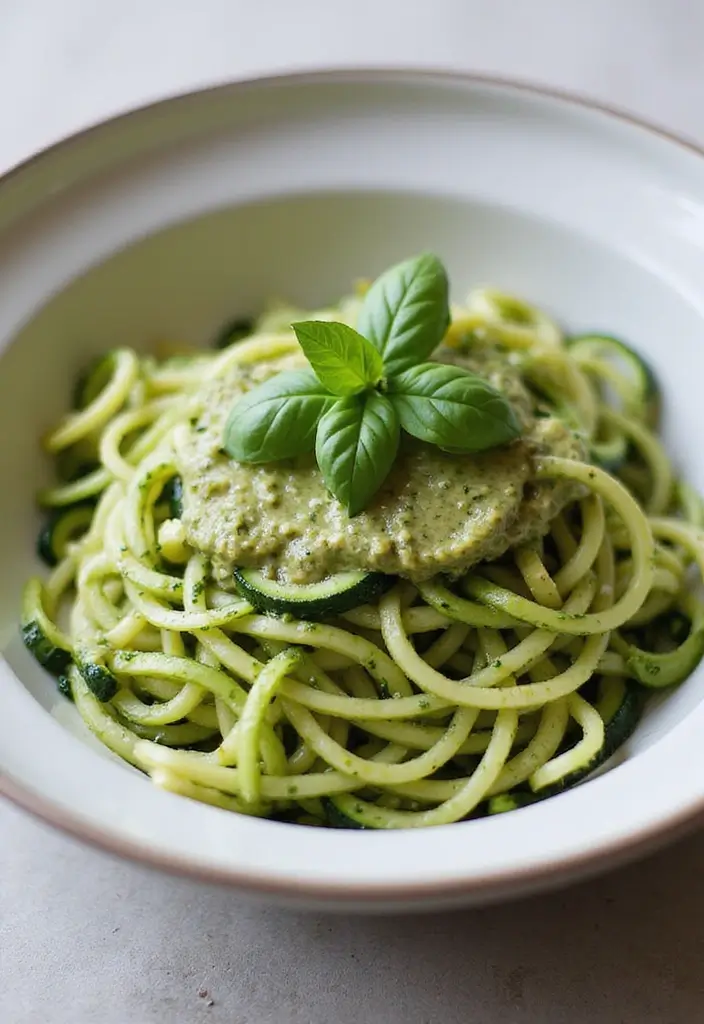 28 Vegan High Protein Low Carb Recipes for a Healthy Lifestyle 8 28 Vegan High Protein Low Carb Recipes for a Healthy Lifestyle - 2. Zucchini Noodles with Almond Pesto