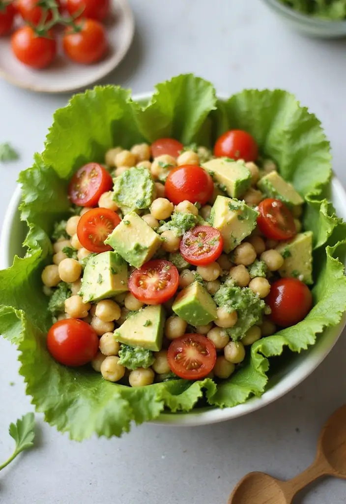 28 Vegan High Protein Low Carb Recipes for a Healthy Lifestyle 14 28 Vegan High Protein Low Carb Recipes for a Healthy Lifestyle - 4. Creamy Avocado Chickpea Salad