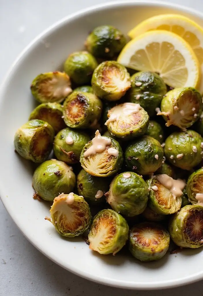28 Vegan High Protein Low Carb Recipes for a Healthy Lifestyle 43 28 Vegan High Protein Low Carb Recipes for a Healthy Lifestyle - 9. Roasted Brussels Sprouts with Tahini