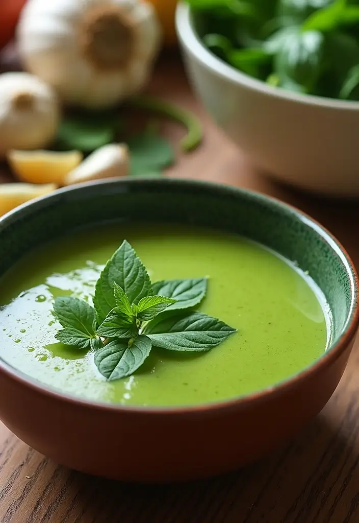 29 High Protein Vegan Soup Recipes for Cozy Evenings 121 29 High Protein Vegan Soup Recipes for Cozy Evenings - 19. Garlic & Spinach Soup
