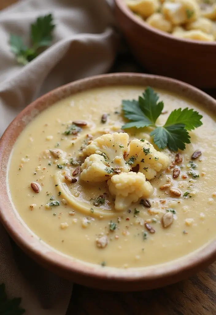 29 High Protein Vegan Soup Recipes for Cozy Evenings 15 29 High Protein Vegan Soup Recipes for Cozy Evenings - 3. Creamy Cauliflower & White Bean Soup