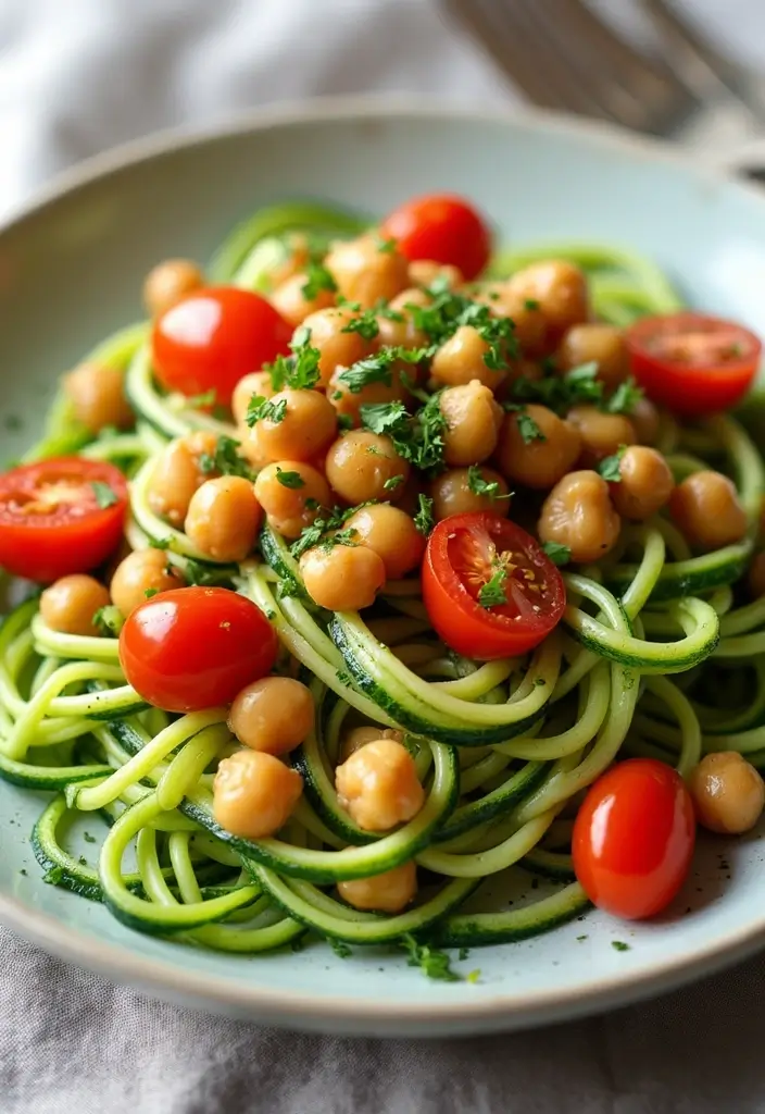 29 Vegan Garbanzo Bean Recipes for Easy Dinners - 13. Chickpea and Zucchini Noodles