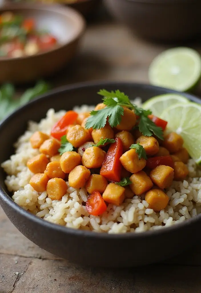 29 Vegan Garbanzo Bean Recipes for Easy Dinners - 19. Chickpea and Brown Rice Bowl
