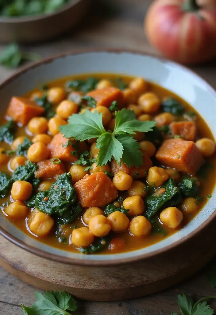 29 Vegan Garbanzo Bean Recipes for Easy Dinners - 2. Spicy Chickpea and Spinach Stew