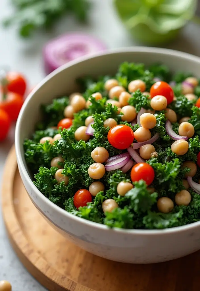 29 Vegan Garbanzo Bean Recipes for Easy Dinners - 20. Garbanzo Bean & Kale Salad