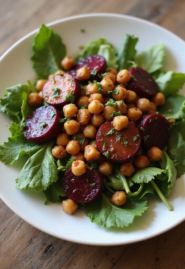 29 Vegan Garbanzo Bean Recipes for Easy Dinners - 24. Chickpea and Roasted Beet Salad