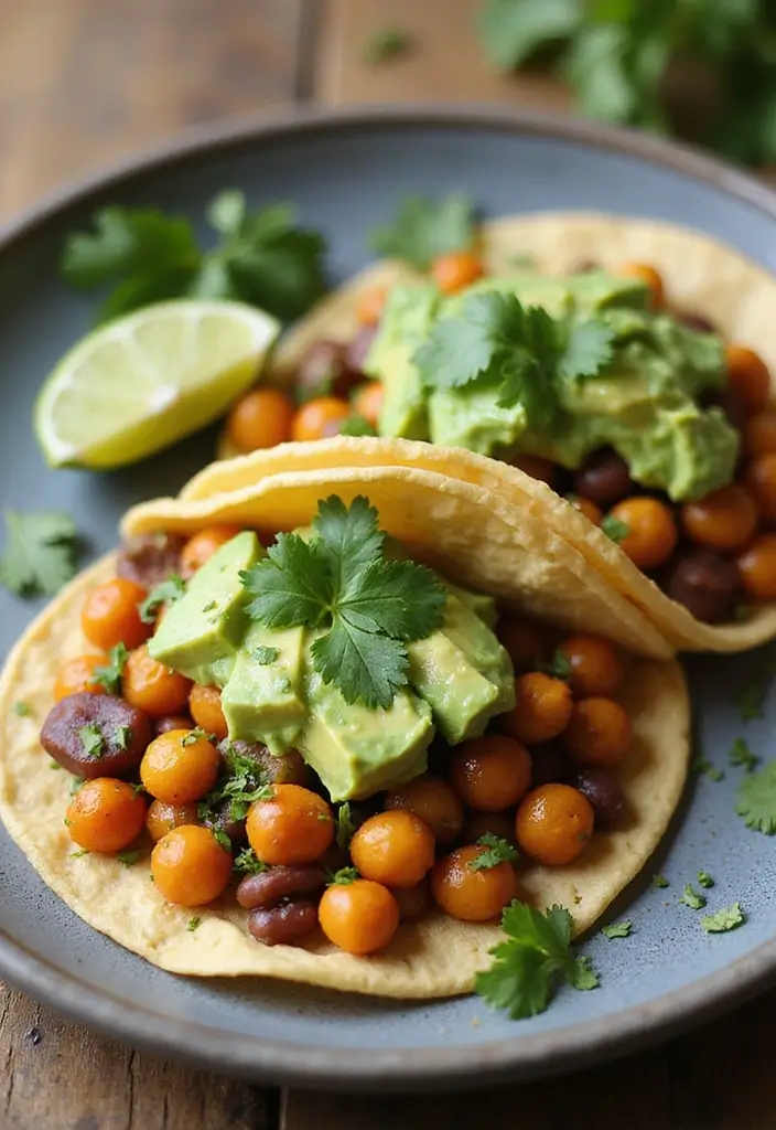 29 Vegan Garbanzo Bean Recipes for Easy Dinners - 4. Chickpea Tacos with Avocado Lime Sauce