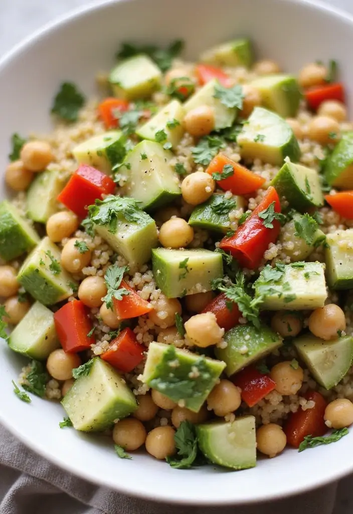 30 Healthy Vegan Protein Recipes That Actually Taste Good 1 30 Healthy Vegan Protein Recipes That Actually Taste Good - 1. Chickpea Quinoa Salad