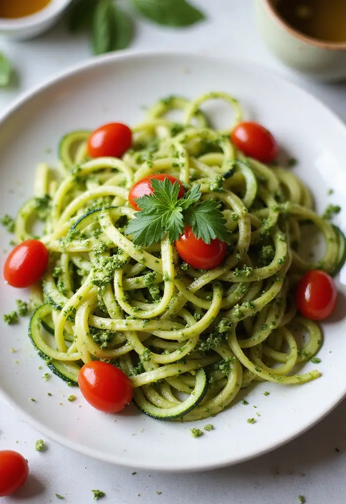 30+ High Protein Vegan Gluten Free Recipes That Keep You Energized 81 30+ High Protein Vegan Gluten Free Recipes That Keep You Energized - 13. Zucchini Noodles with Pesto
