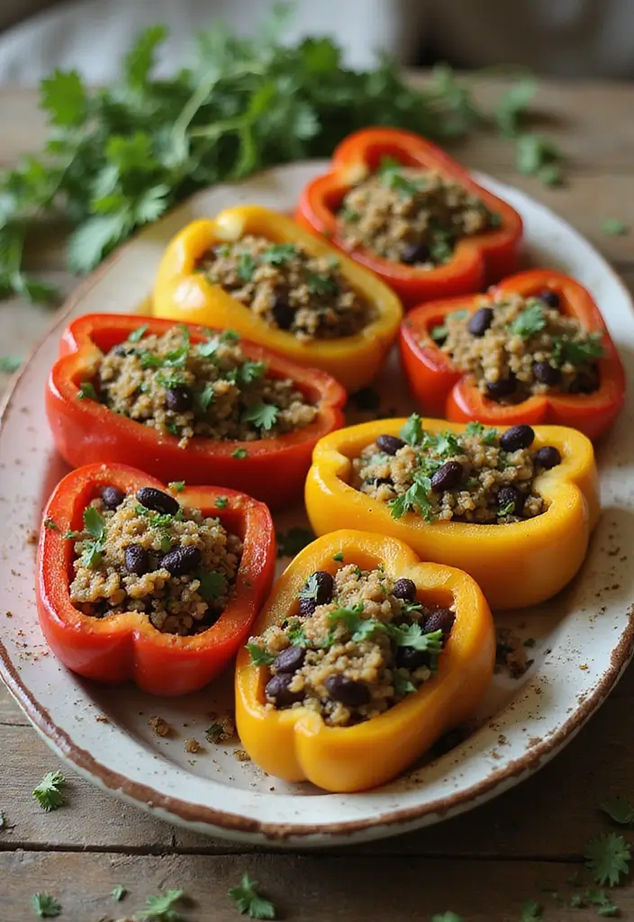 30+ Low Calorie Vegan Recipes That Still Satisfy - 18. Vegan Stuffed Peppers