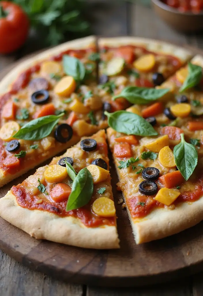 30+ Low Calorie Vegan Recipes That Still Satisfy - 19. Healthy Vegetable Pizza
