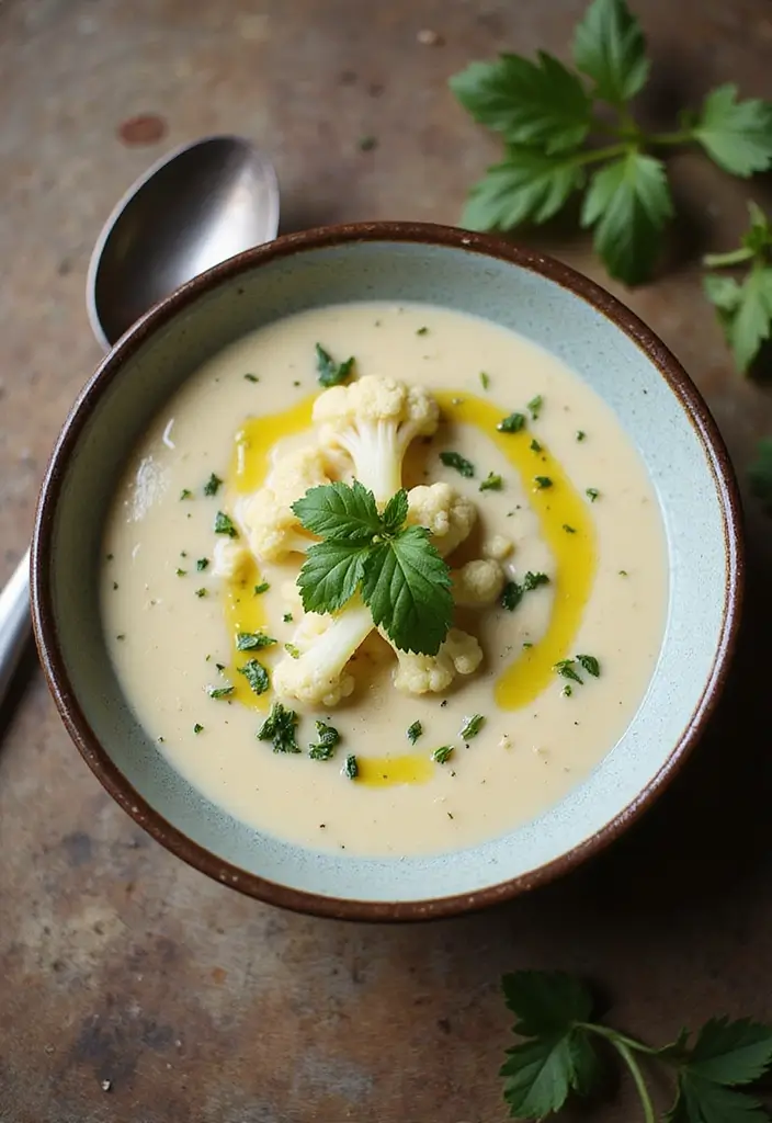 30+ Low Calorie Vegan Recipes That Still Satisfy - 2. Creamy Cauliflower Soup