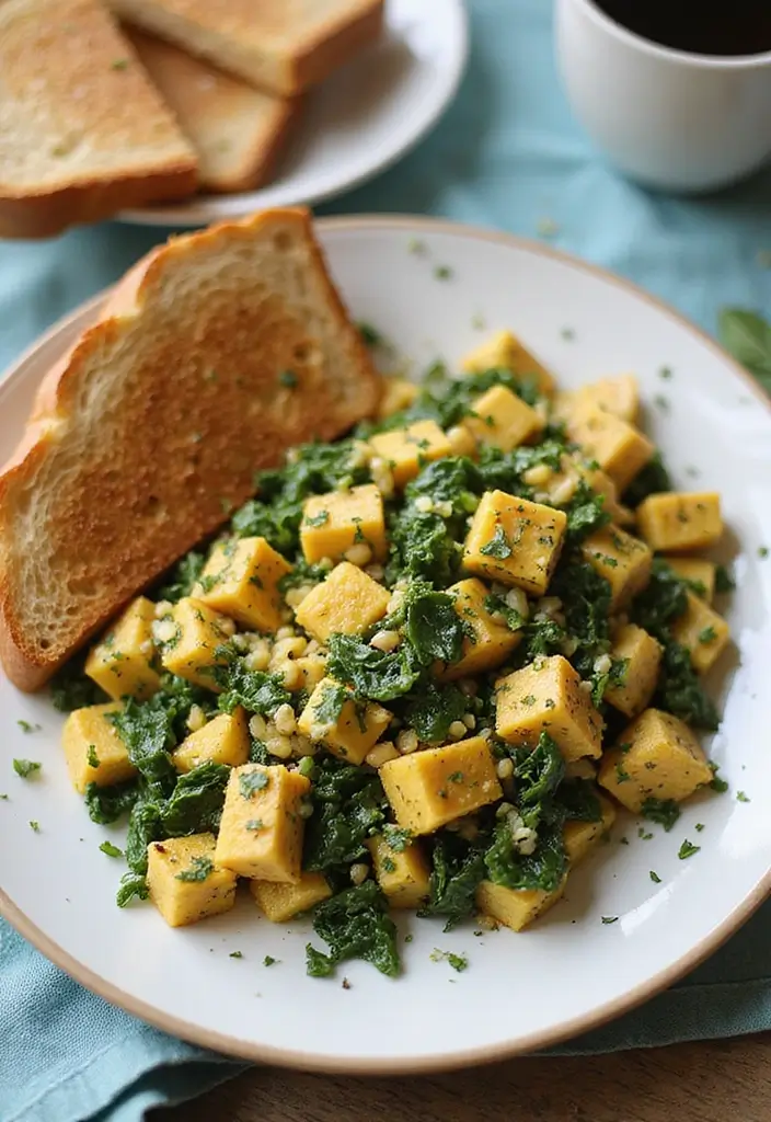 30+ Low Calorie Vegan Recipes That Still Satisfy - 22. Spinach & Tofu Scramble