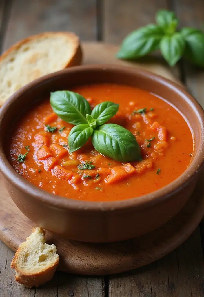 30+ Low Calorie Vegan Recipes That Still Satisfy - 26. Tomato Basil Soup