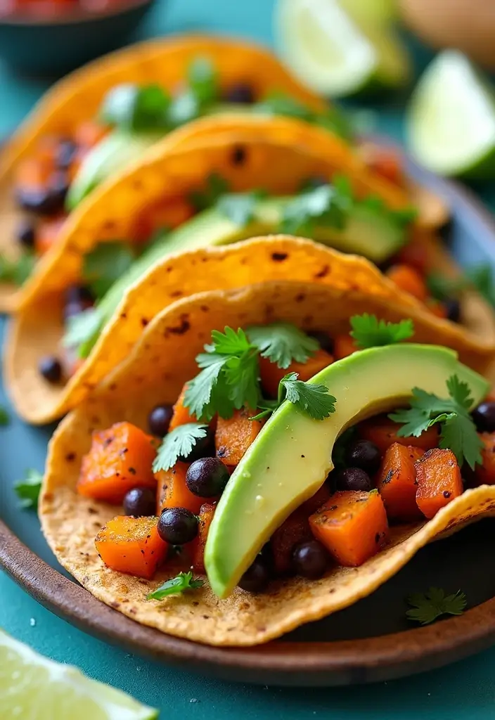 30+ Low Calorie Vegan Recipes That Still Satisfy - 4. Sweet Potato & Black Bean Tacos
