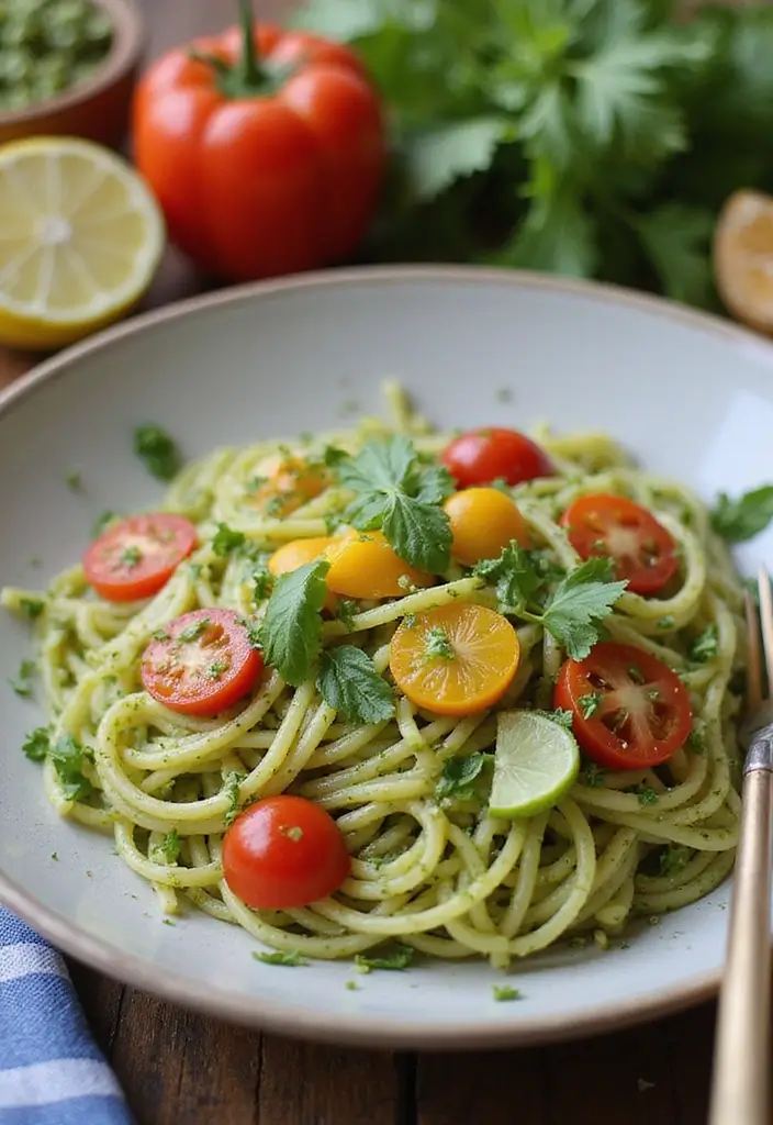 30 Vegan Angel Hair Pasta Recipes with Simple Flavors 27 30 Vegan Angel Hair Pasta Recipes with Simple Flavors - 5. Pesto Veggie Angel Hair