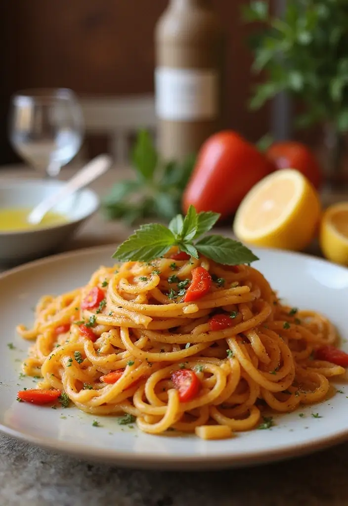 30 Vegan Angel Hair Pasta Recipes with Simple Flavors 39 30 Vegan Angel Hair Pasta Recipes with Simple Flavors - 7. Roasted Red Pepper Angel Hair