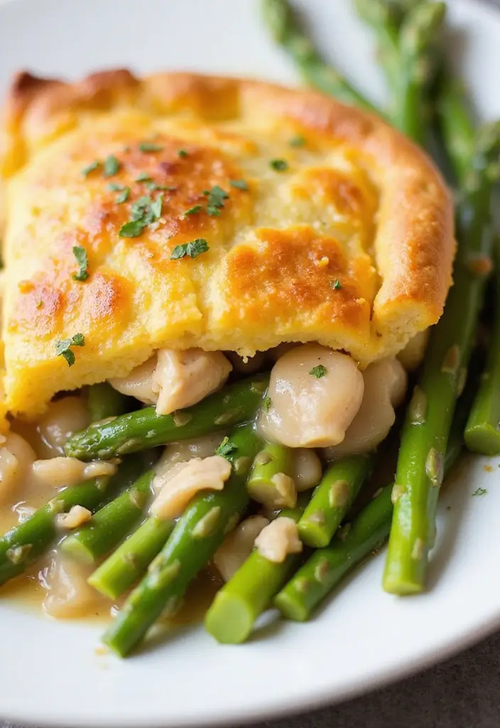 30 Vegan Chicken Pot Pie Recipes for Comfort Food Lovers 105 30 Vegan Chicken Pot Pie Recipes for Comfort Food Lovers - 17. Vegan Chicken Pot Pie with Asparagus