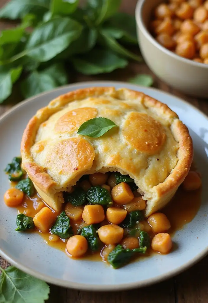 30 Vegan Chicken Pot Pie Recipes for Comfort Food Lovers 15 30 Vegan Chicken Pot Pie Recipes for Comfort Food Lovers - 3. Chickpea and Spinach Pot Pie